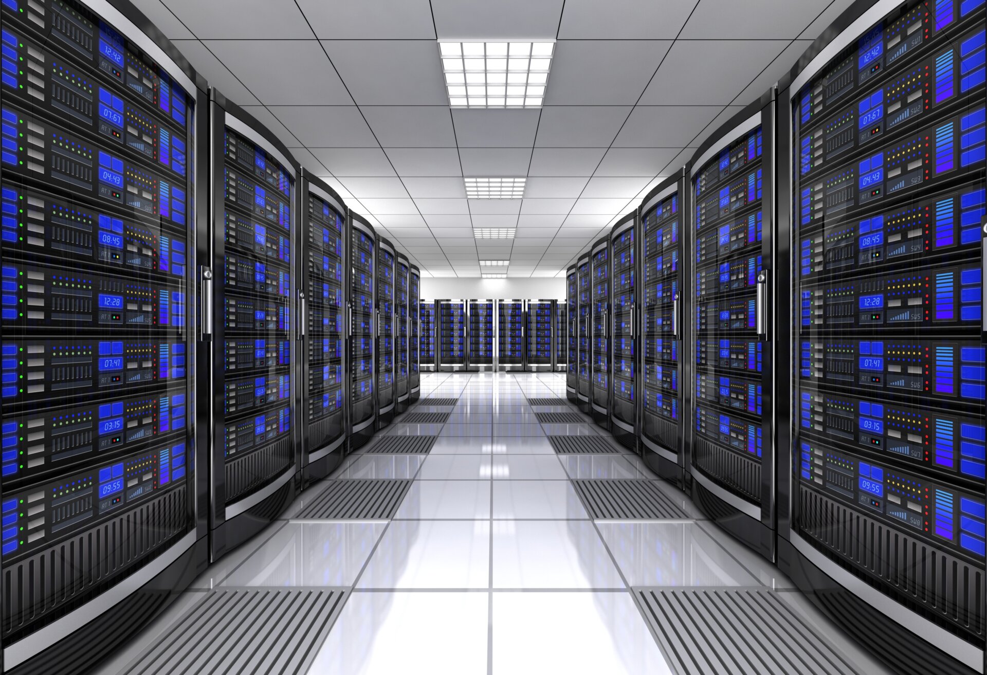 Image of network workstation server room 3d illustration